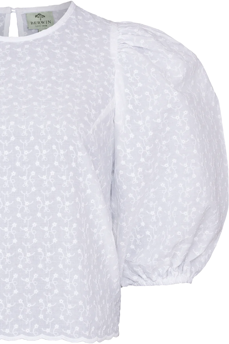Damen Trachten-Bluse kurz mit Puffärmeln