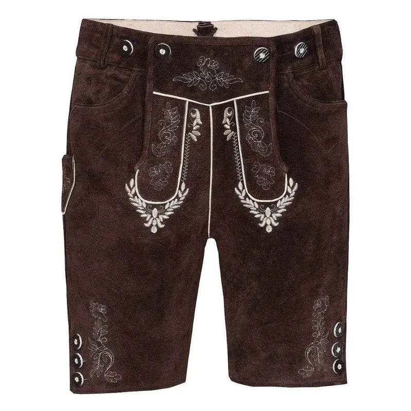 Herren Trachtenlederhose mit Latz und Hirschdekor