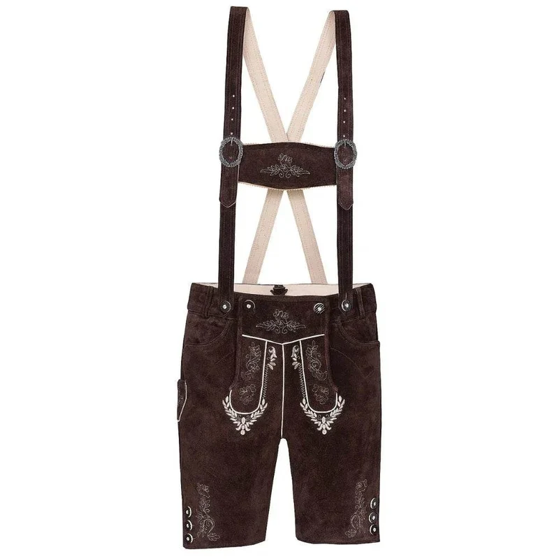 Herren Trachtenlederhose mit Latz und Hirschdekor