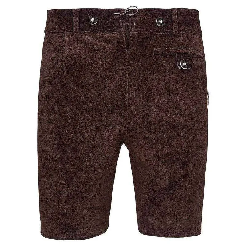 Herren Trachtenlederhose mit Latz und Hirschdekor