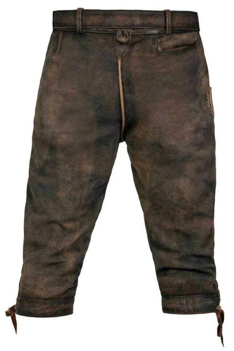 Edle Herren Bundhose aus Leder mit Trachtenknöpfen