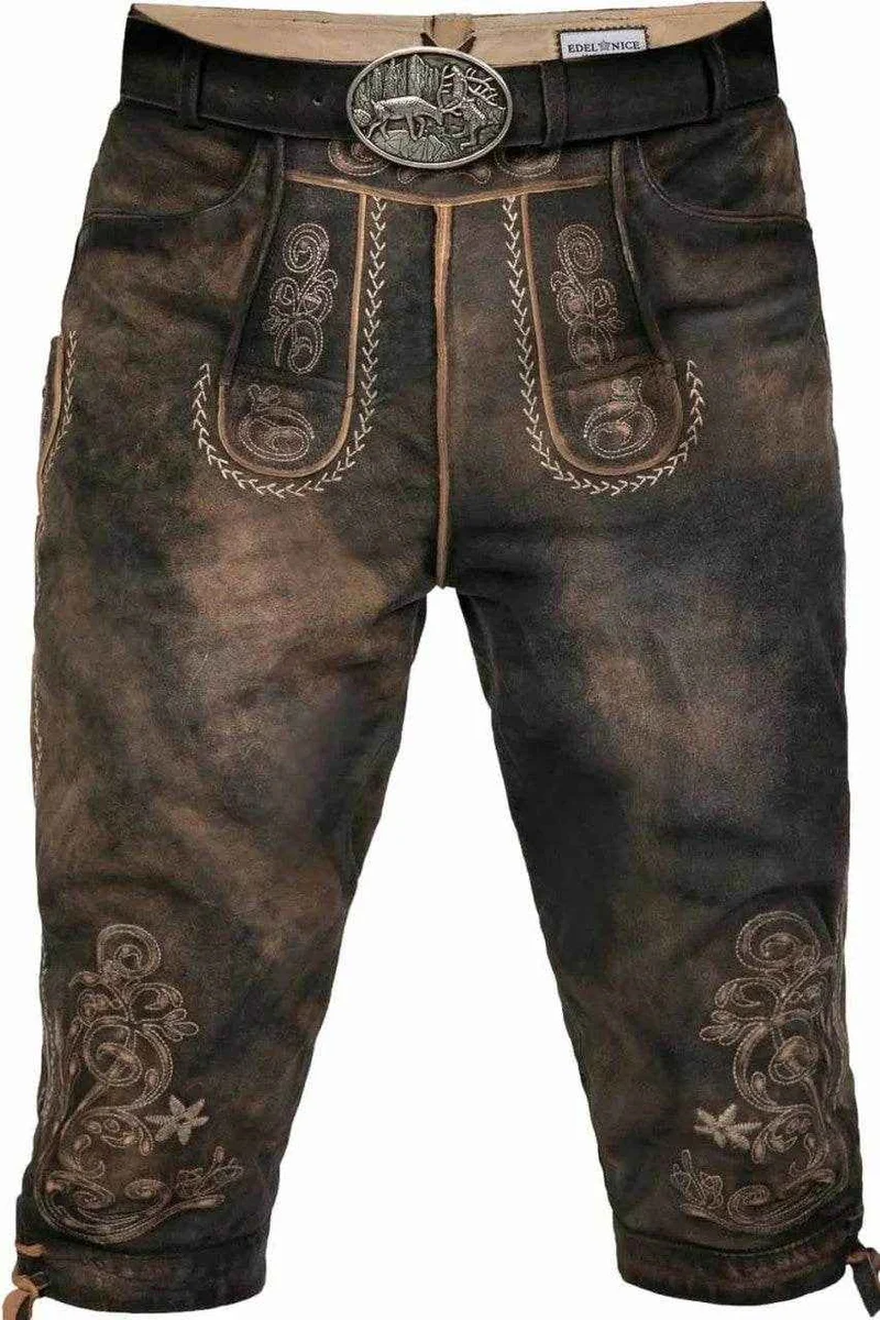 Edle Herren Bundhose aus Leder mit Trachtenknöpfen