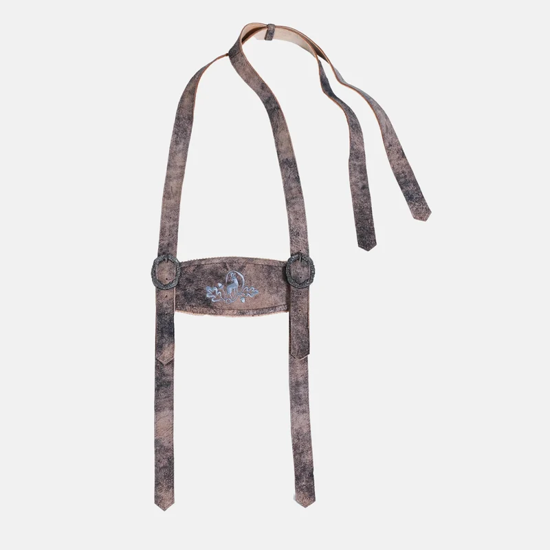 Lederhosen Hosenträger mit Stickerei und Schnallen