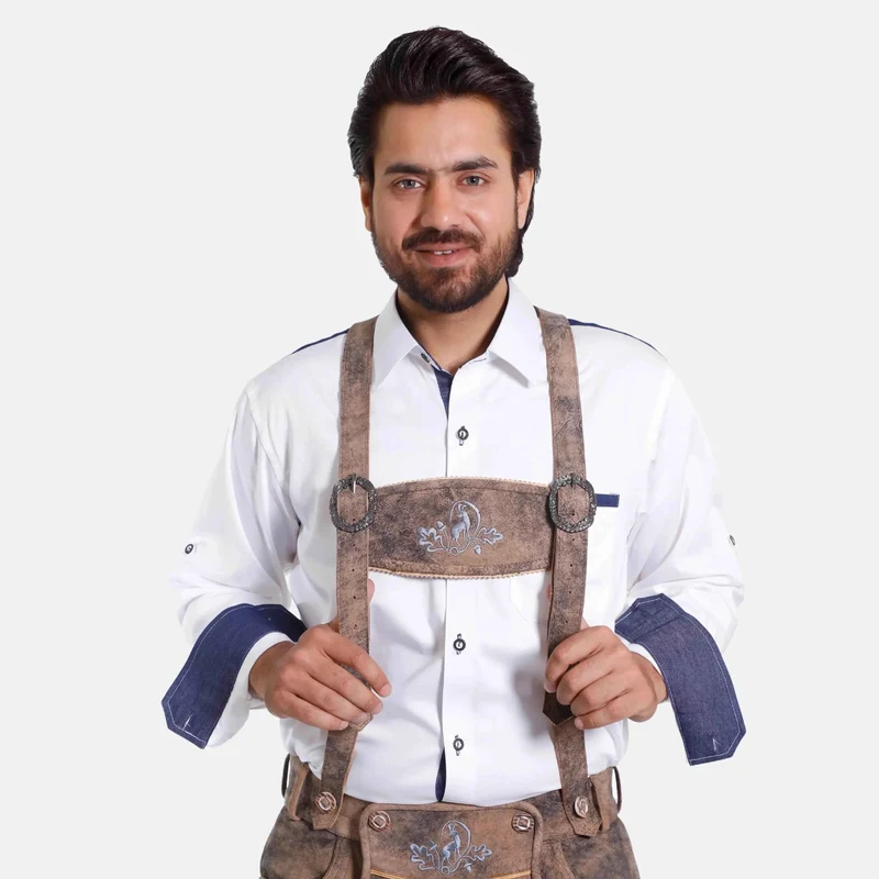 Lederhosen Hosenträger mit Stickerei und Schnallen