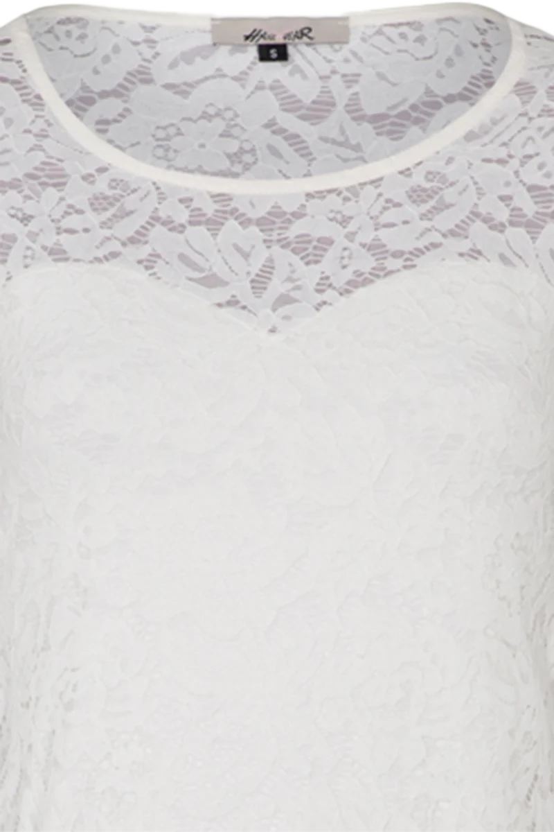 Damen Trachten-Spitzenshirt mit 3/4-Arm elastisch - offwhite
