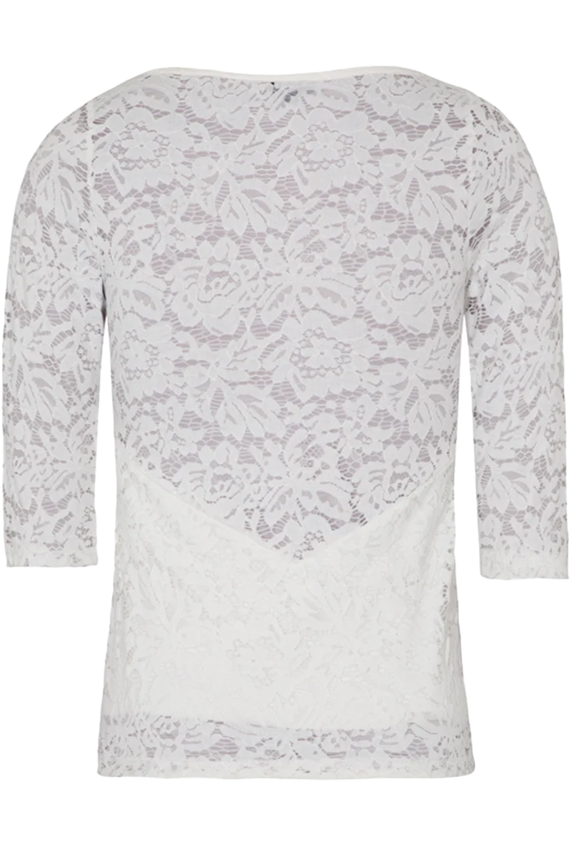Damen Trachten-Spitzenshirt mit 3/4-Arm elastisch - offwhite