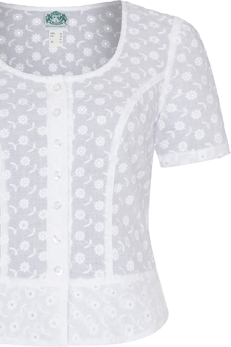 Damen Trachten-Miederbluse kurz mit Lochmuster