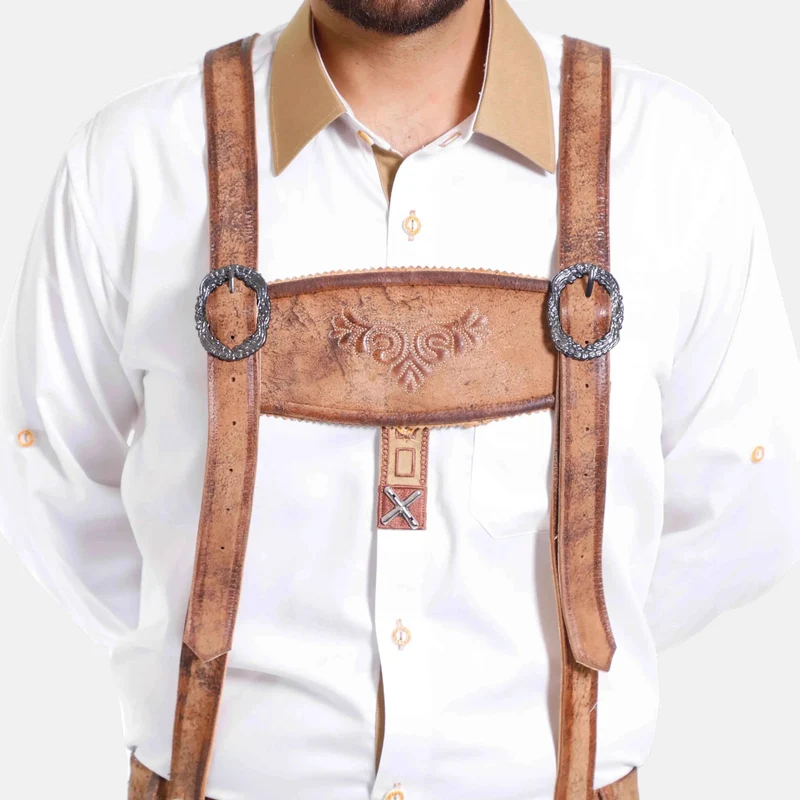 Klassische Lederhosen Hosenträger aus Naturleder