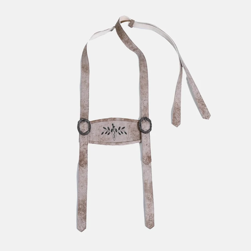 Lederhosen Hosenträger mit Alpen Stickerei