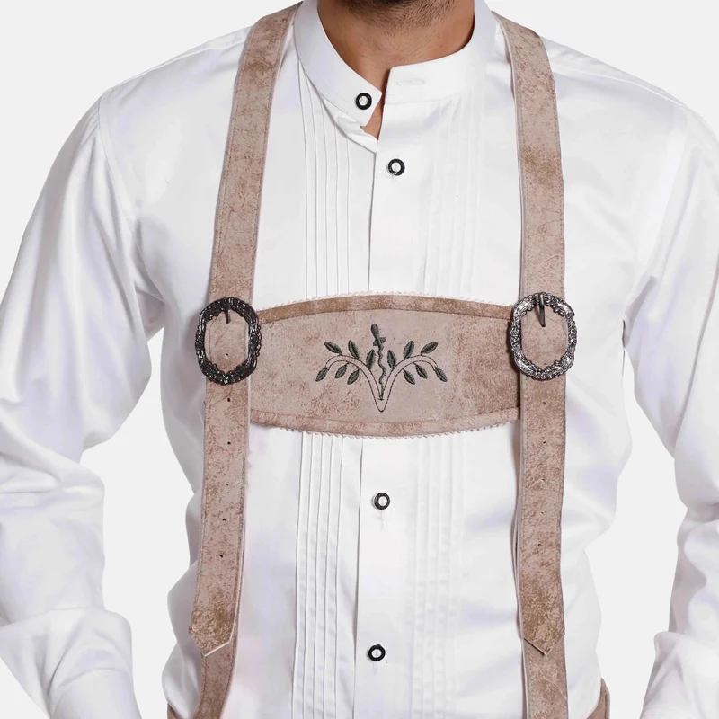 Lederhosen Hosenträger mit Alpen Stickerei