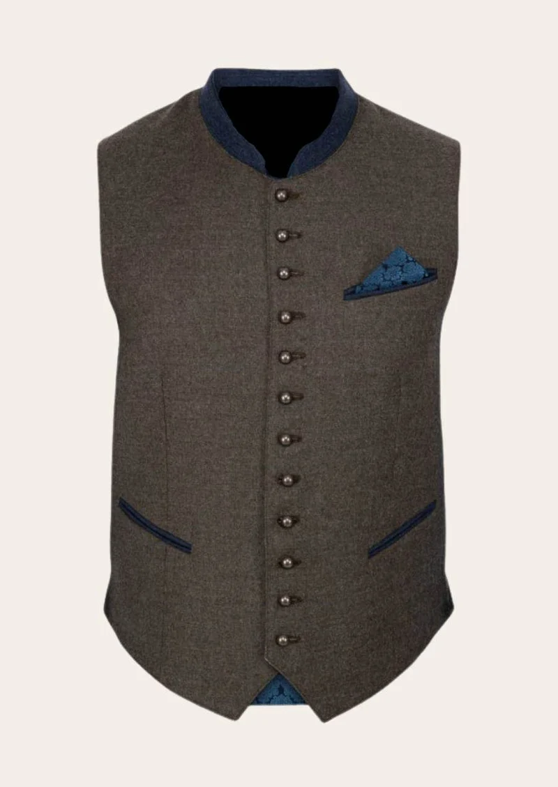 Herren Trachtenweste Braun mit traditionellen Details