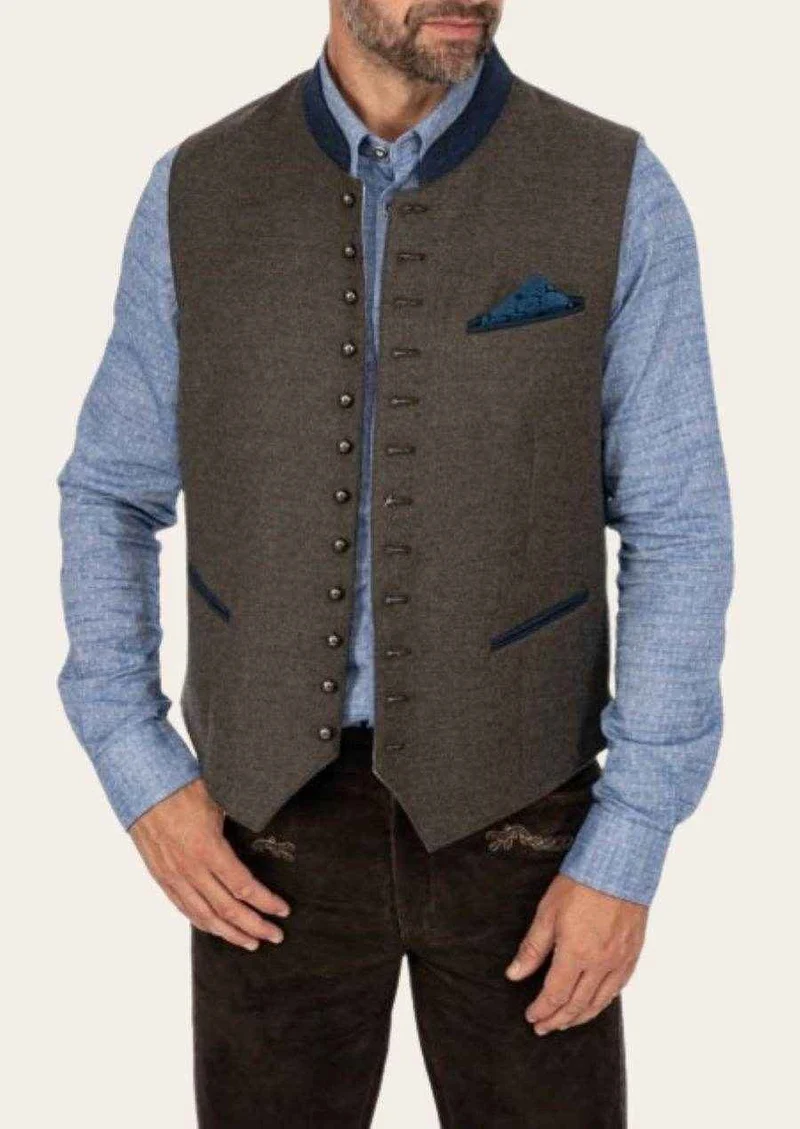 Herren Trachtenweste Braun mit traditionellen Details
