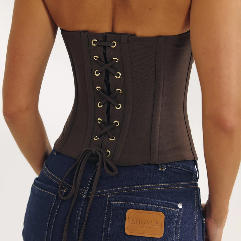 Bandeau-Korsett - Dunkelbraun