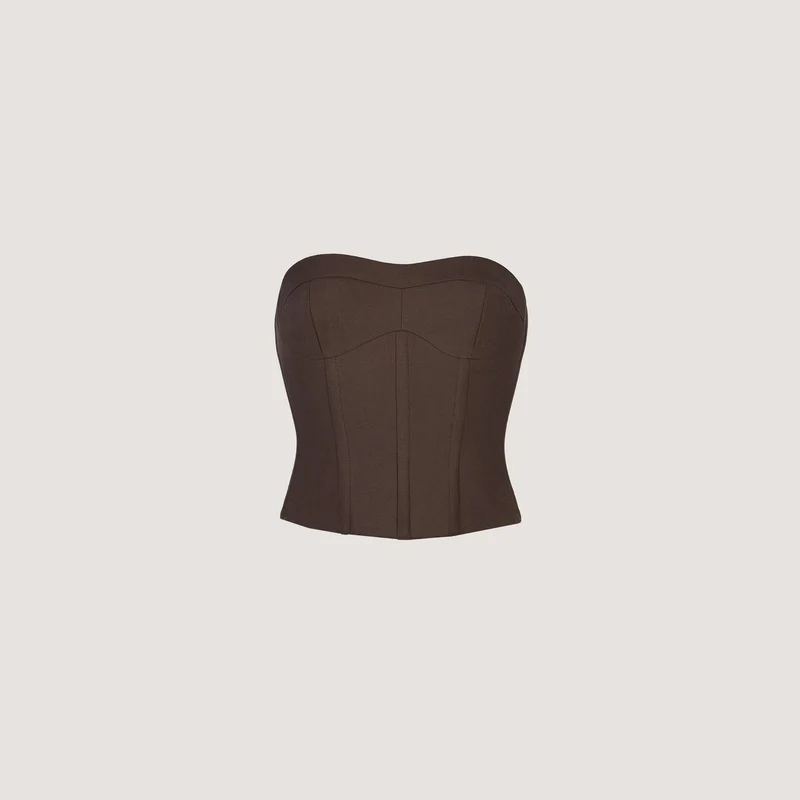 Bandeau-Korsett - Dunkelbraun