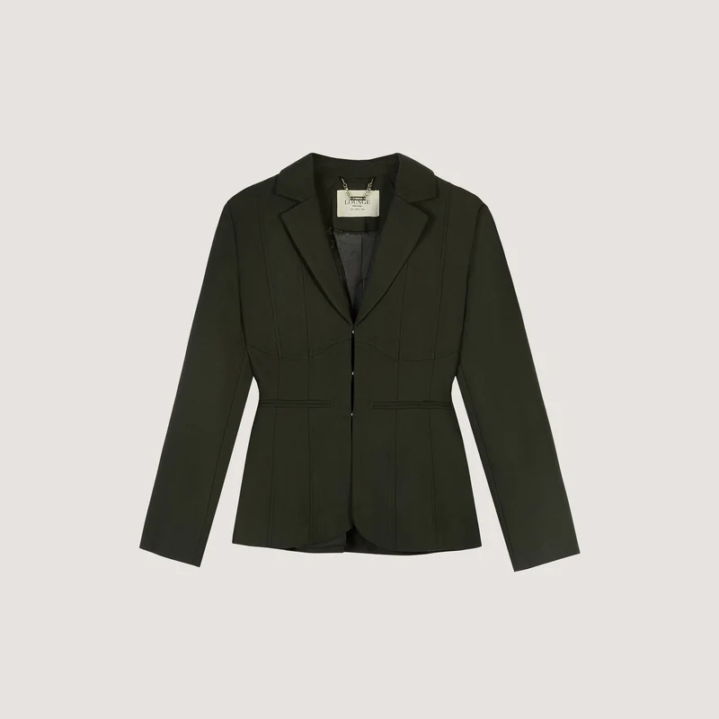 Taillierter Blazer mit Saumdetail - Dunkelgrün