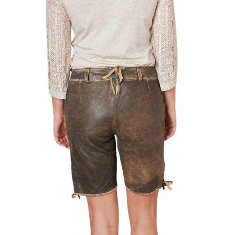 Bayerische Damen Lederhose kurz dunkelbraun