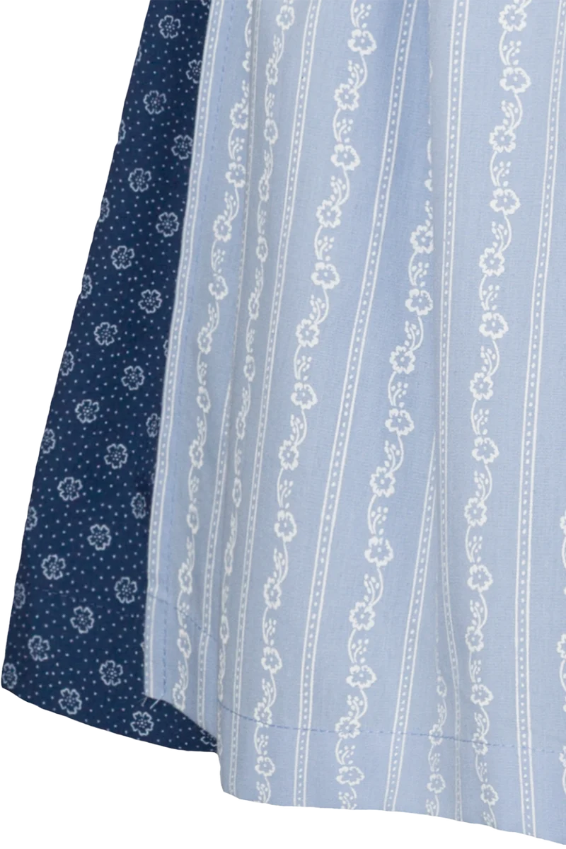 Kinderdirndl mit floralem Muster und Perlmuttknöpfen - dunkelblau