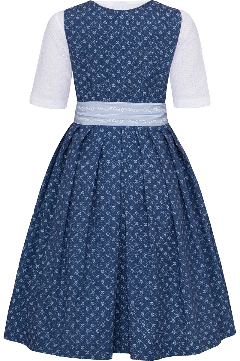 Kinderdirndl mit floralem Muster und Perlmuttknöpfen - dunkelblau