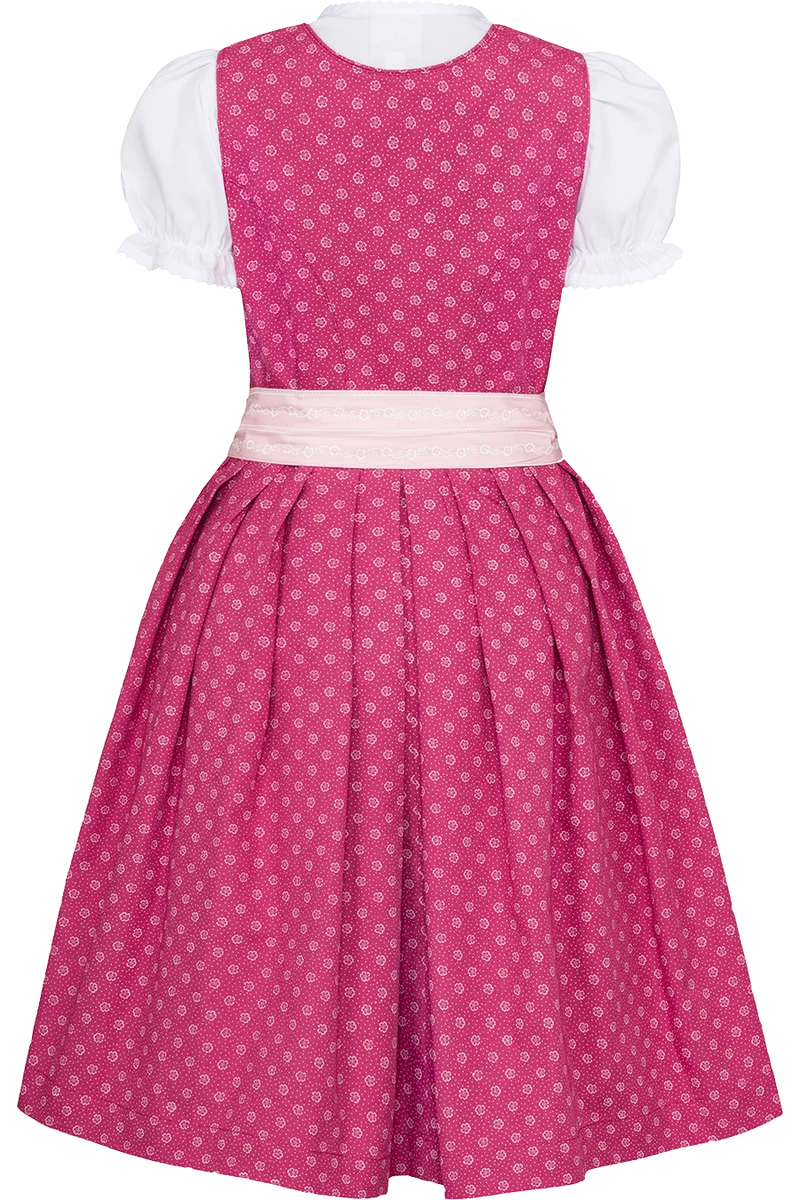 Kinderdirndl mit floralem Muster und Perlmuttknöpfen - pink