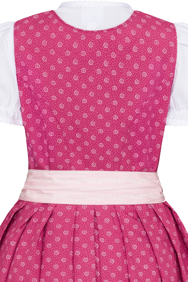 Kinderdirndl mit floralem Muster und Perlmuttknöpfen - pink