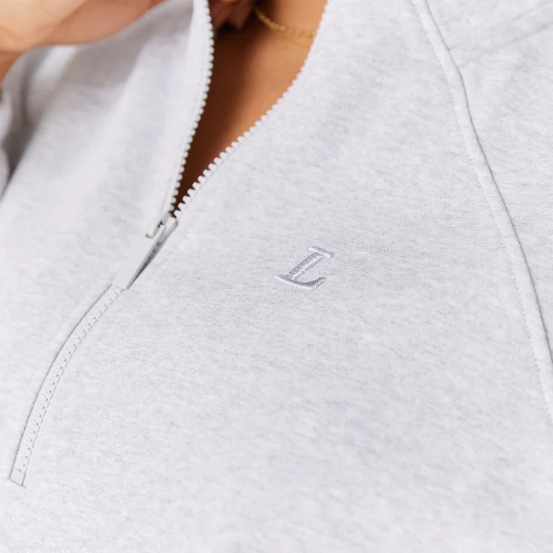 Varsity Pullover mit Viertel-Zip - Eisgrau
