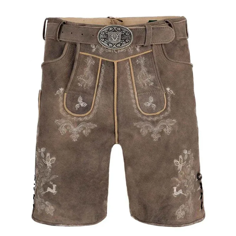Kurze Lederhose Herren mit Hirschhornknöpfen