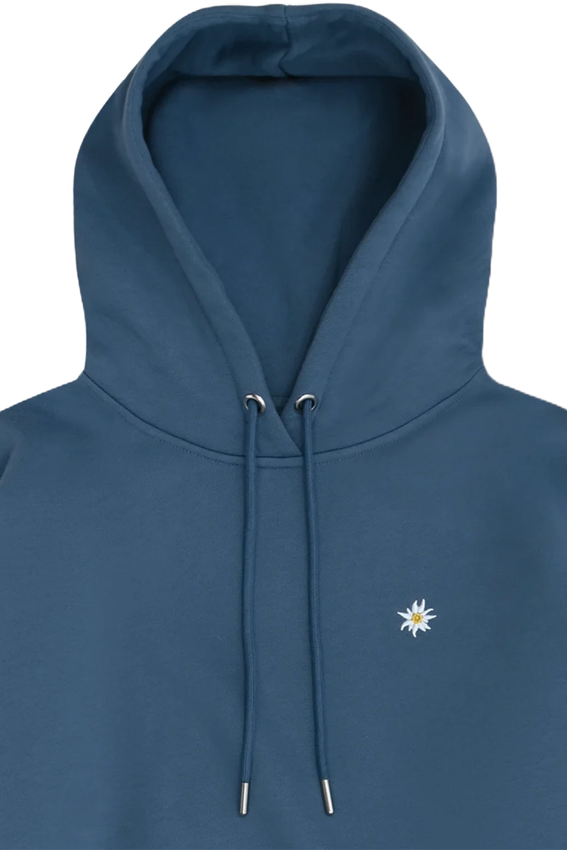 Herren Hoodie mit Edelweiß und Kapuze - stahlblau