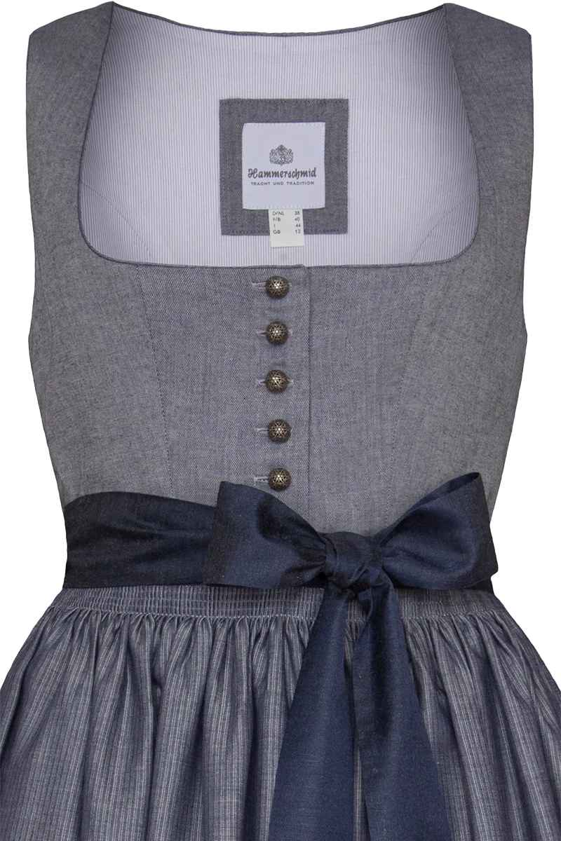 Midi-Dirndl mit eckigem Ausschnitt und Knöpfen