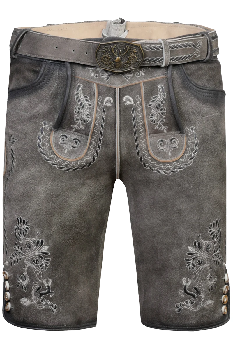 Herren Lederhose kurz bestickt