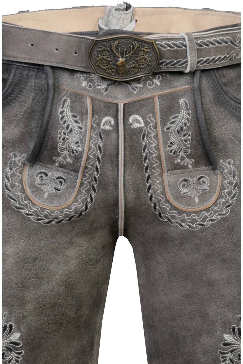 Herren Lederhose kurz bestickt