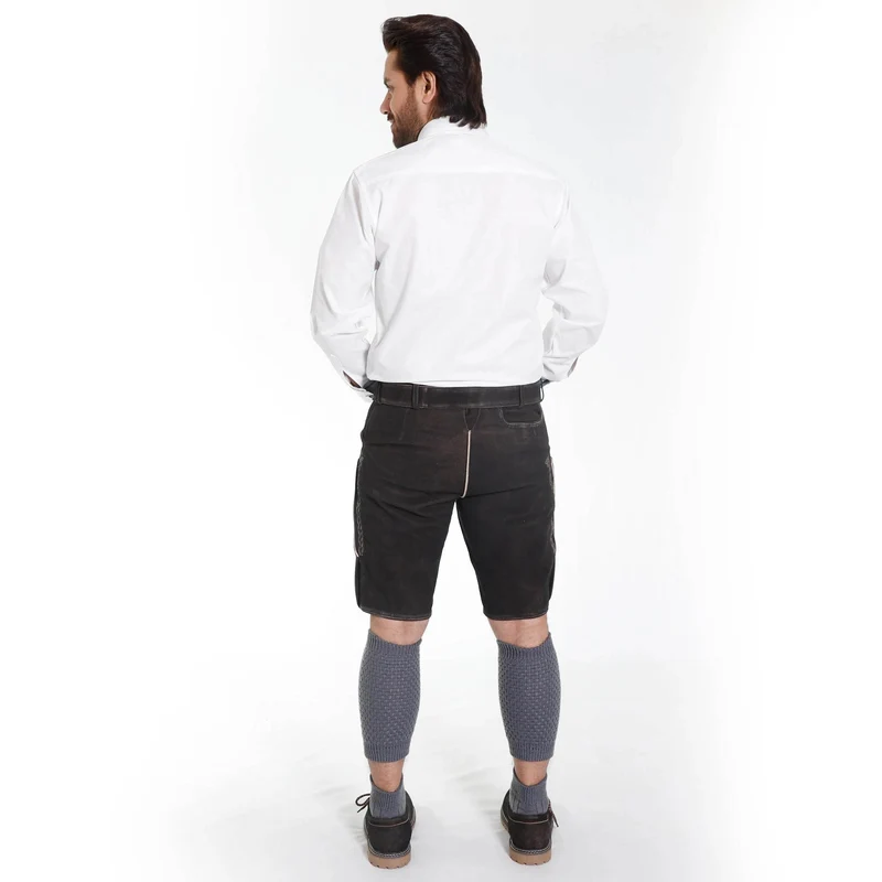 Bayerische Herren Lederhose kurz mit Trägerdesign