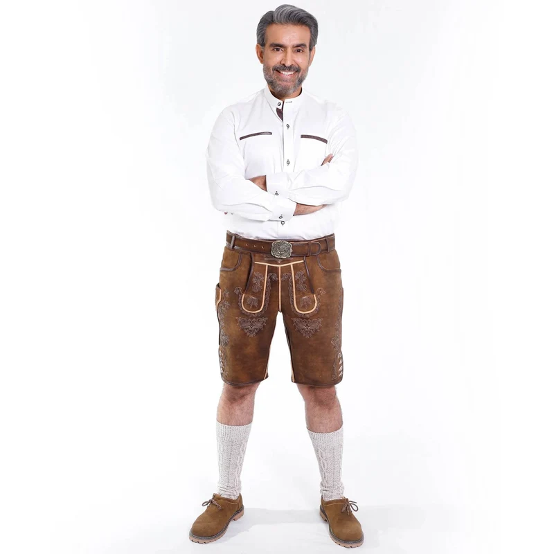 Kurze Trachten Lederhose Herren mit Trachtenmuster