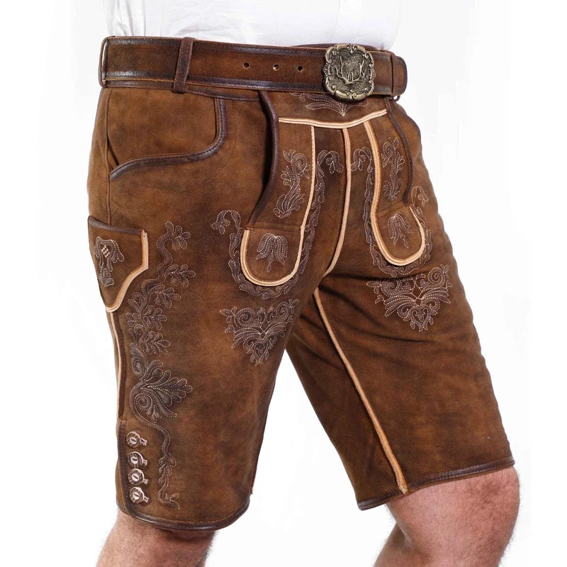 Kurze Trachten Lederhose Herren mit Trachtenmuster