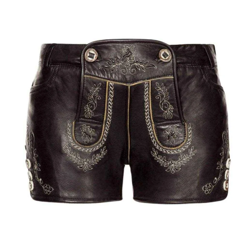 Dunkelbraune Damen Trachtenhose aus Wildleder