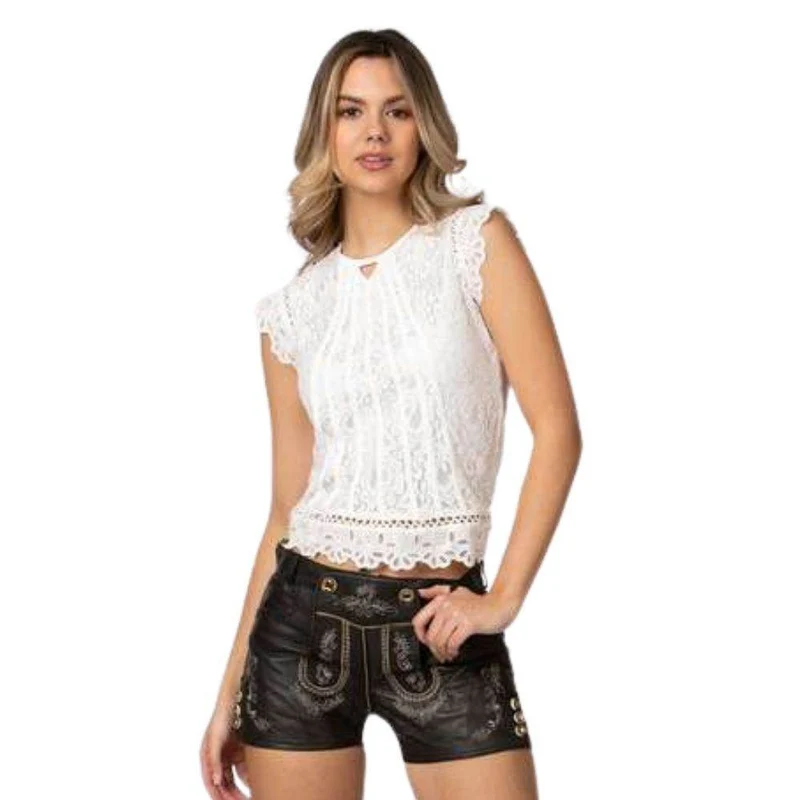 Dunkelbraune Damen Trachtenhose aus Wildleder