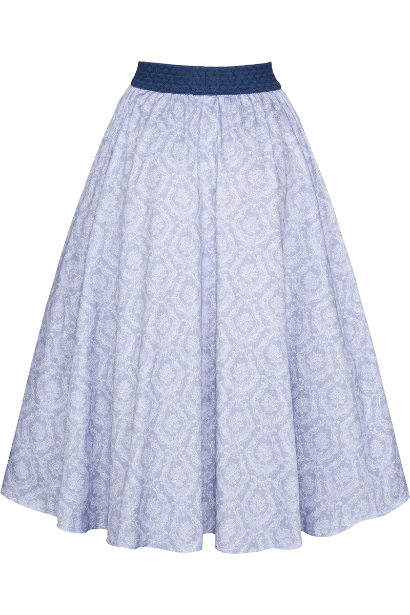 Baumwoll-Trachtenrock gemustert 79cm - blau