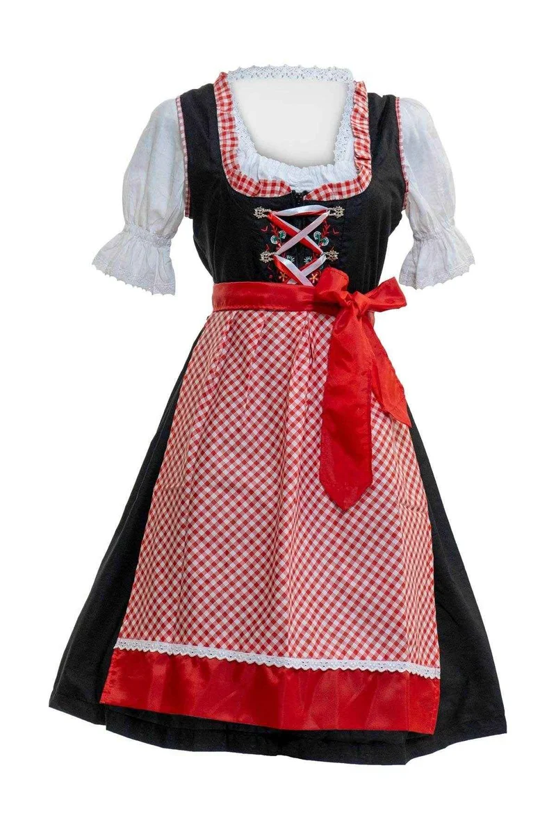 Trachten Dirndl für Damen mit Blumendruck und Satinband