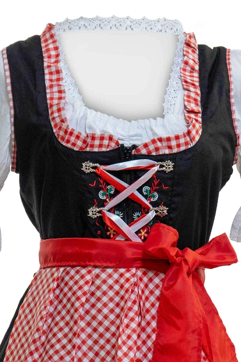 Trachten Dirndl für Damen mit Blumendruck und Satinband