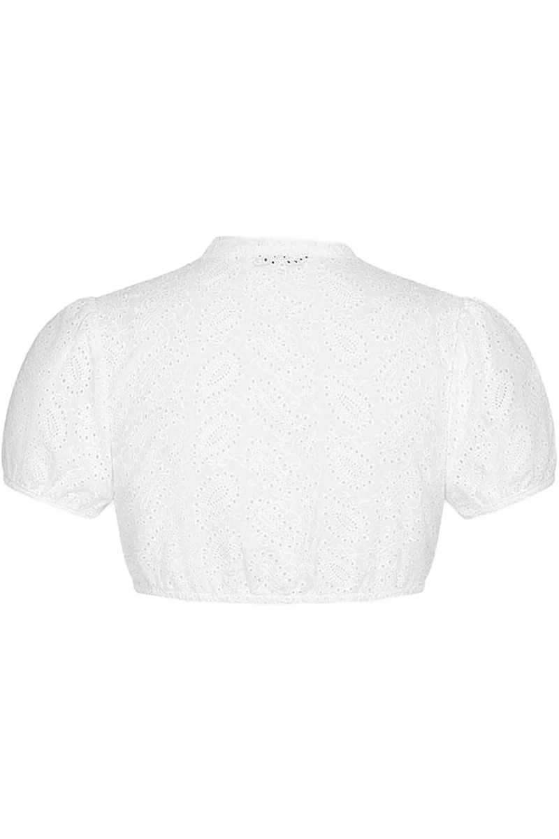 Dirndlbluse mit Lochstickerei und Puffärmel