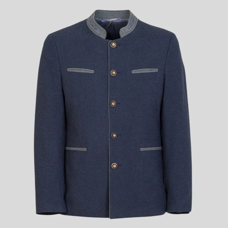 Eleganter marineblauer Herrenmantel im klassischen Stil