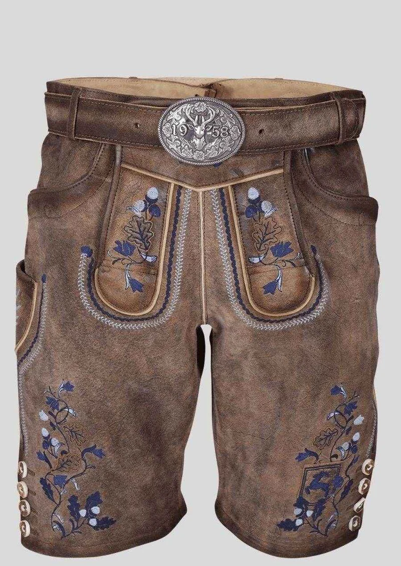 Robuste Wildlederhose Herren mit bayerischer Verzierung
