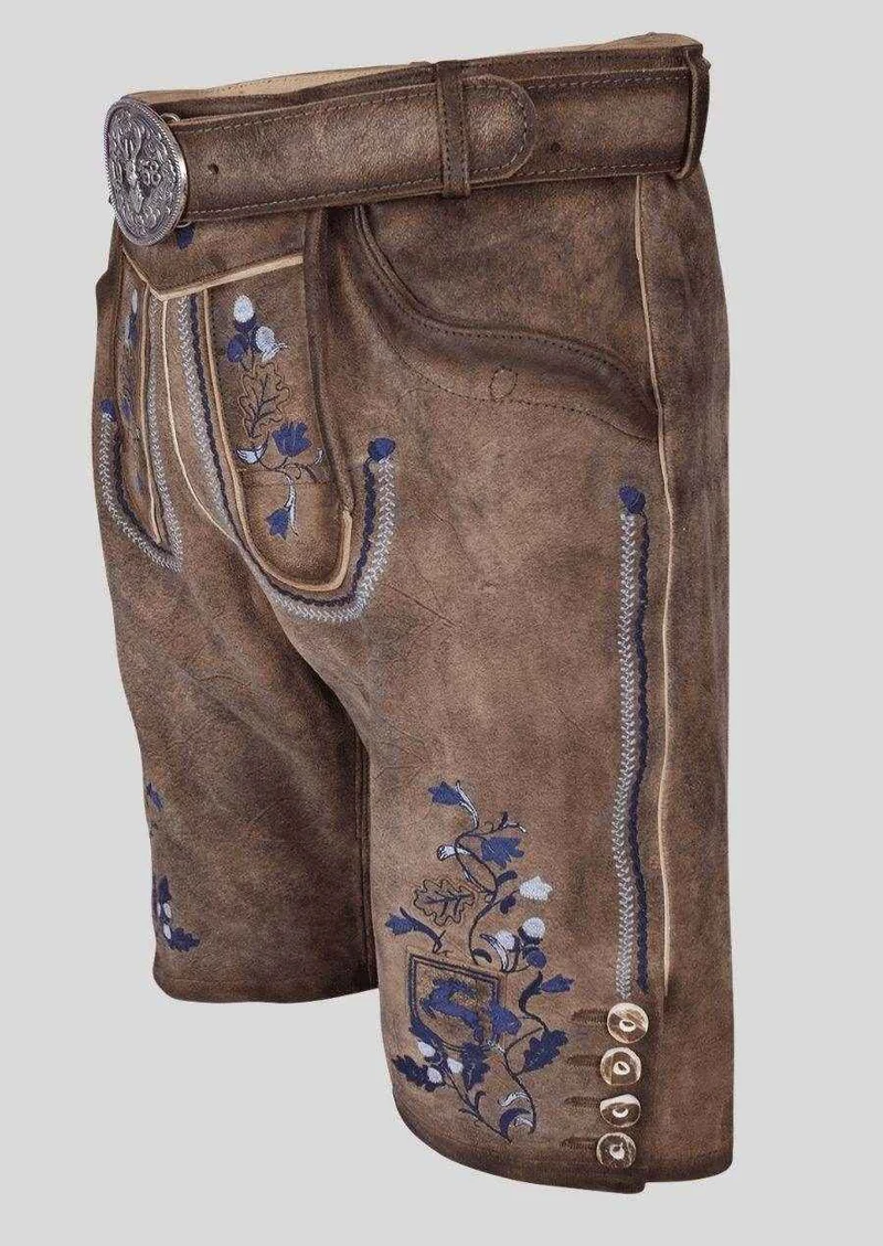 Robuste Wildlederhose Herren mit bayerischer Verzierung