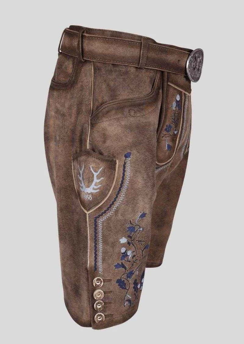 Robuste Wildlederhose Herren mit bayerischer Verzierung