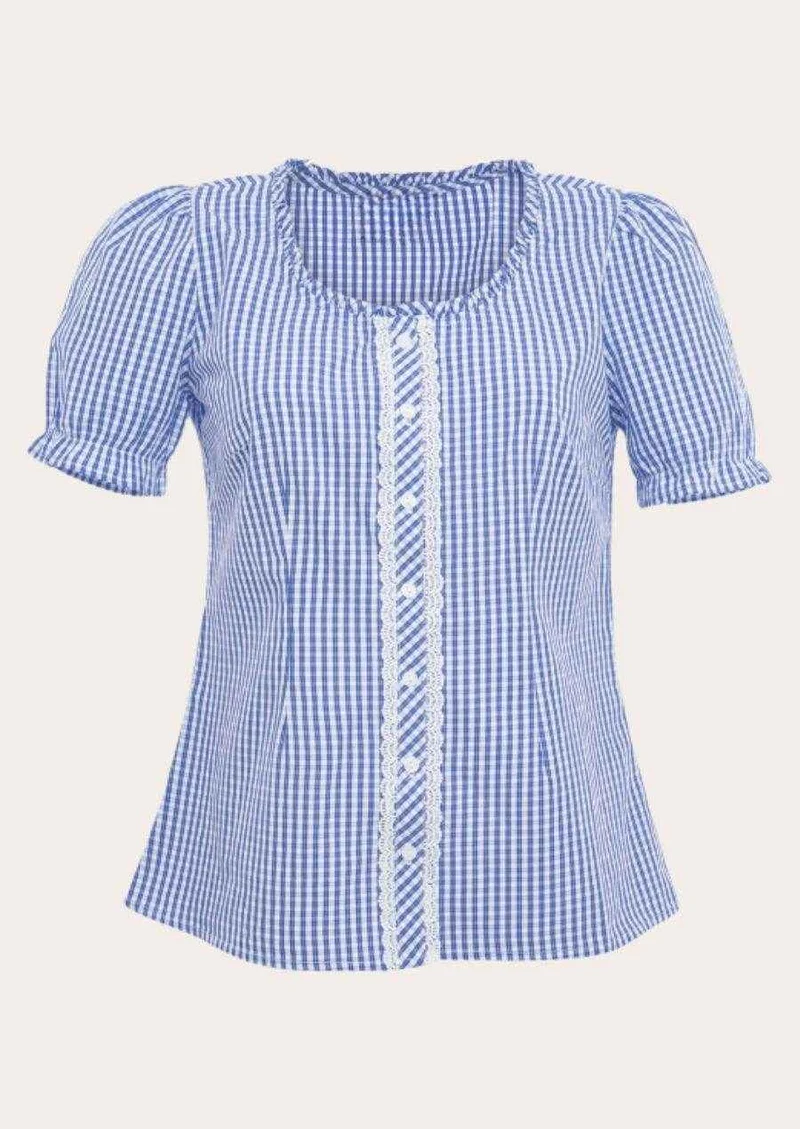 Damen Trachtenshirt aus Baumwolle zur kurzen Lederhose