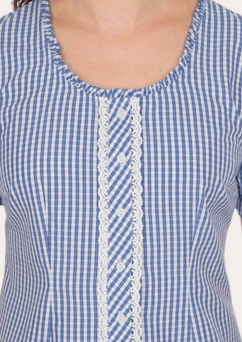 Damen Trachtenshirt aus Baumwolle zur kurzen Lederhose