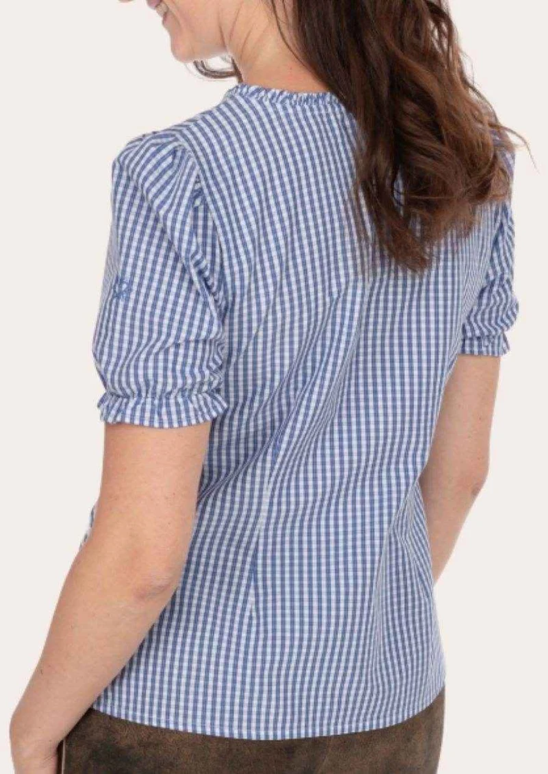 Damen Trachtenshirt aus Baumwolle zur kurzen Lederhose