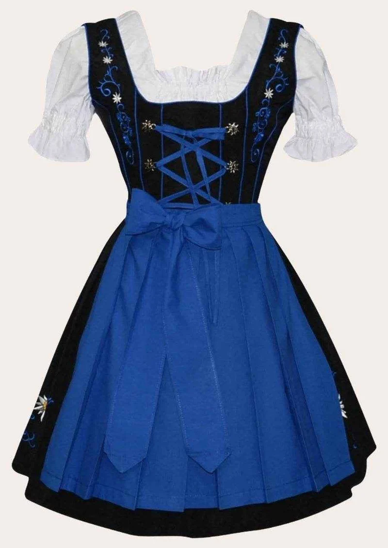Elegantes Midi Dirndl mit edler Spitzenschürze
