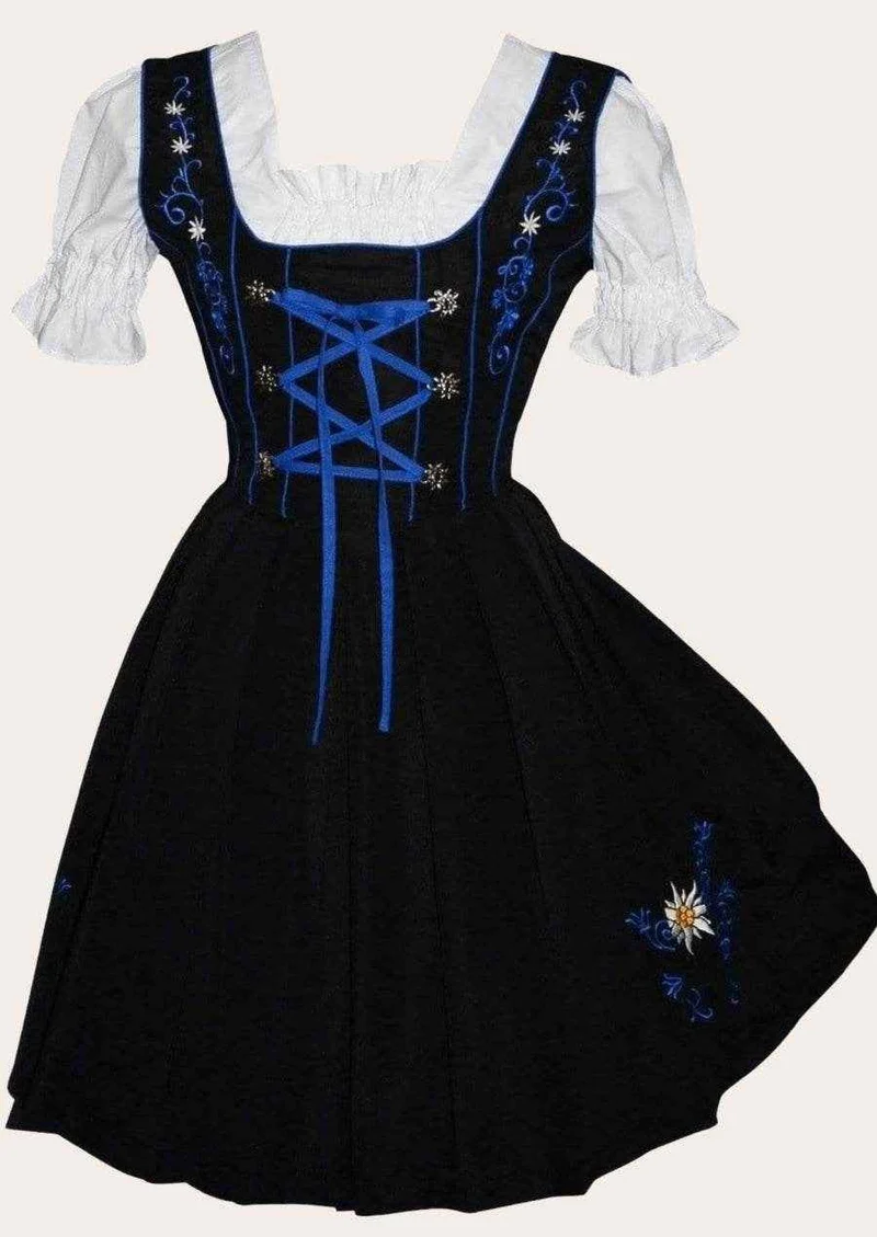 Elegantes Midi Dirndl mit edler Spitzenschürze