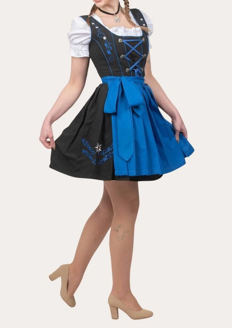 Elegantes Midi Dirndl mit edler Spitzenschürze