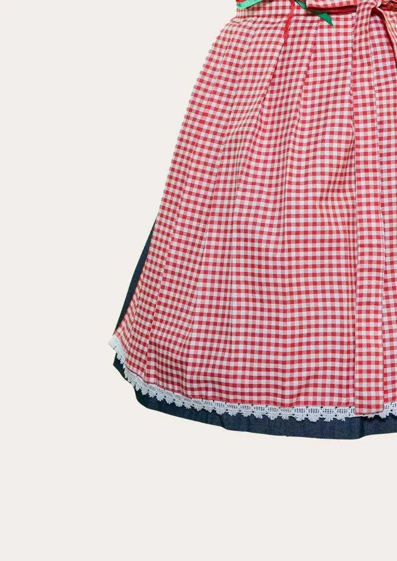 Zünftiges Midi Dirndl mit floralem Muster & Bänderschnürung
